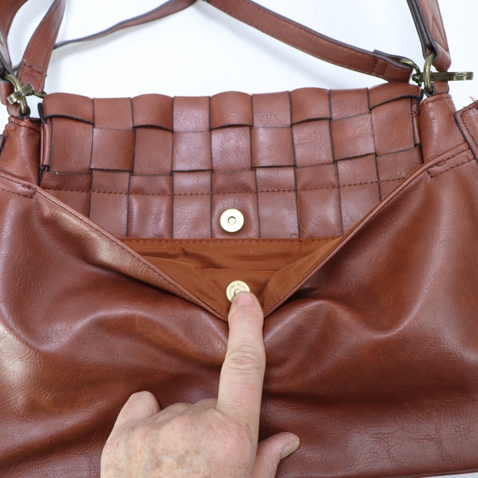 Walmart Crossbody Handbag Medium Brown Faux Pebble Leather Lined Shoulder Bag — image 8 of 8
